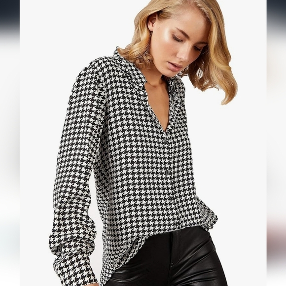 ⭐️40% Off⭐️ Big Dart Black and White Houndstooth Button Down Shirt - Picture 1 of 15